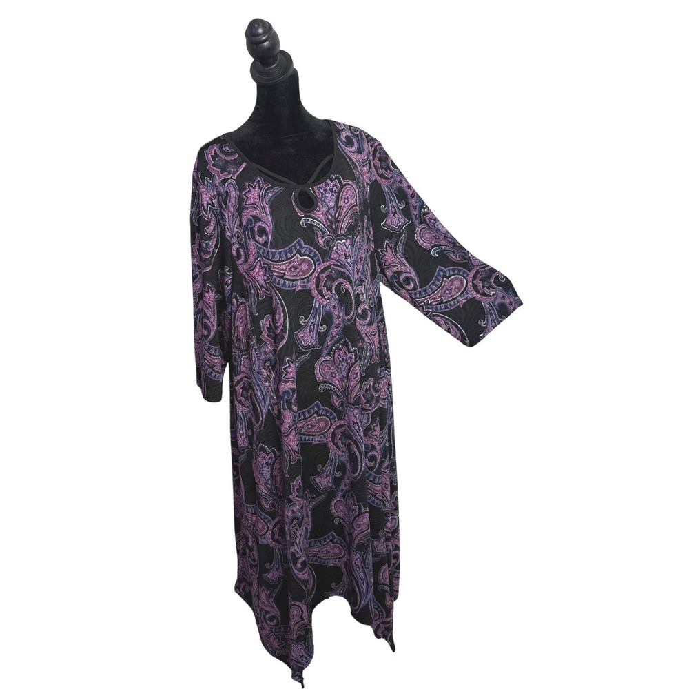 Catherines Sharkbite Dark Floral Whimsigoth Midi Maxi Dress Plus Size 1X Stretch